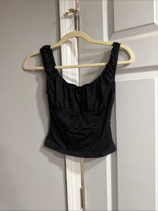 Tiger Mist Tops - Tiger Mist Black Scoop Tank with Wide Straps